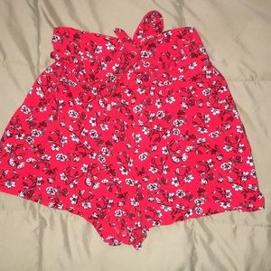 Printed linen shorts